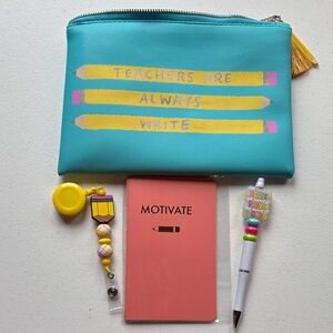 Teal and Yellow Motivational Pencil Case